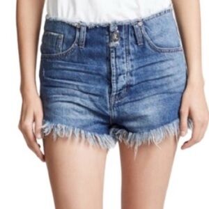 One Teaspoon Blue Frayed Jean Shorts